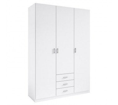 Armario tres puertas y tres cajones blanco
